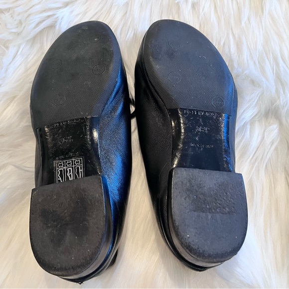 BALENCIAGA 36.5/ US 6.5 Black Leather Bow Accents Round Toe Ballet Flats - Picture 12 of 15